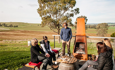 Enjoying the outdoors at a winery.